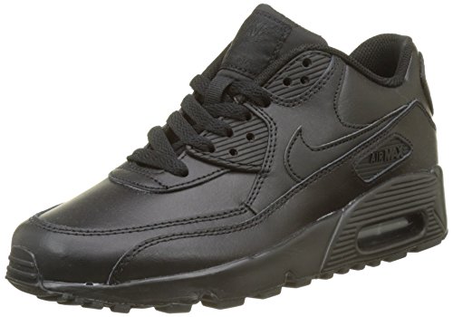 Nike 833412001 Kid s Air Max 90 Leather Running Shoes Black Black 6 M US Big Kid