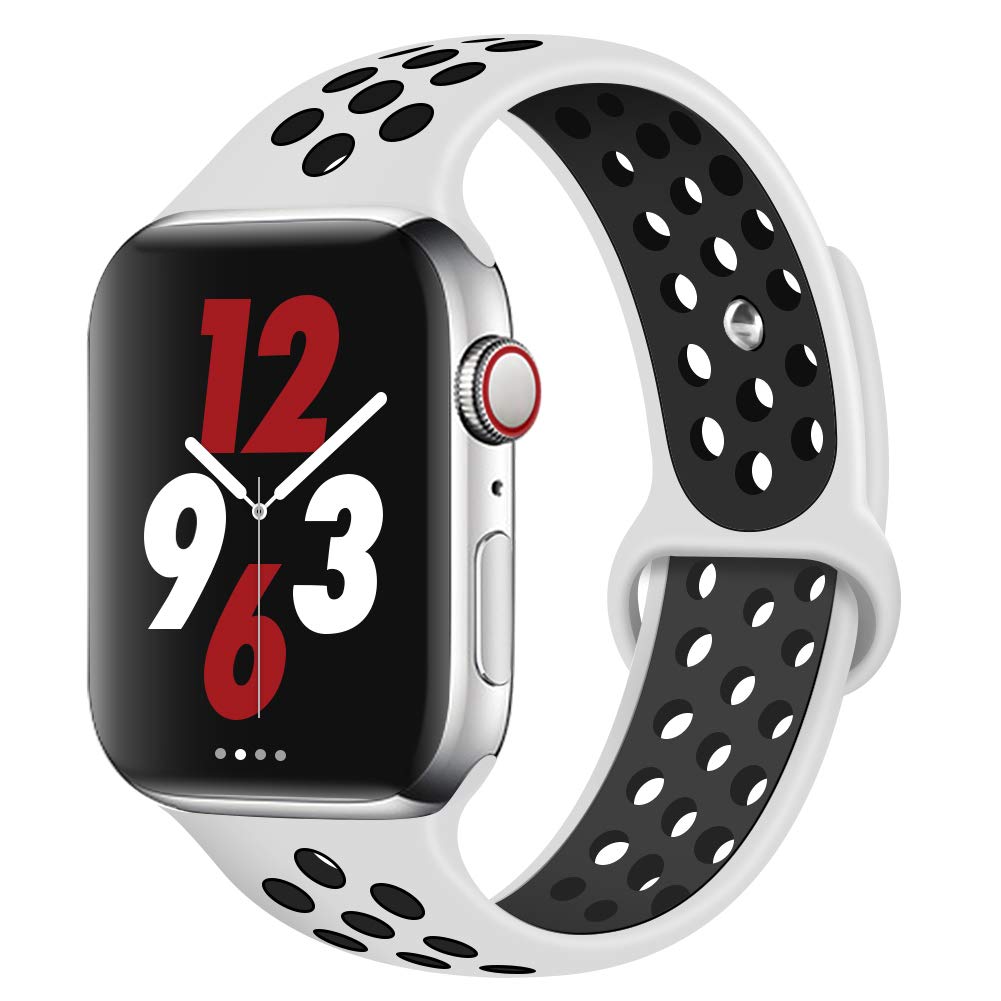 OriBear Compatible for Apple Watch Band 44mm 42mm Breathable Sporty for iWatch Bands Series 5 4 3 2 1 Watch Nike Various Styles and Colors for Women and MenM L Platinum Black